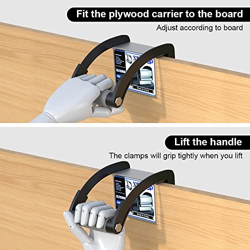 XDENGP Panel and Plywood Carrier, Plywood Lifting Tool and Drywall Carrying Tool, Aluminum Alloy Soft-Grip Handle Gripper Lift for Sheetrock, Adjustable Clamp Carrier Thickness up to 3/4 inch - Image 5