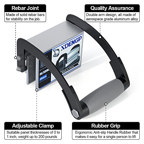 XDENGP Panel and Plywood Carrier, Plywood Lifting Tool and Drywall Carrying Tool, Aluminum Alloy Soft-Grip Handle Gripper Lift for Sheetrock, Adjustable Clamp Carrier Thickness up to 3/4 inch - Image 2