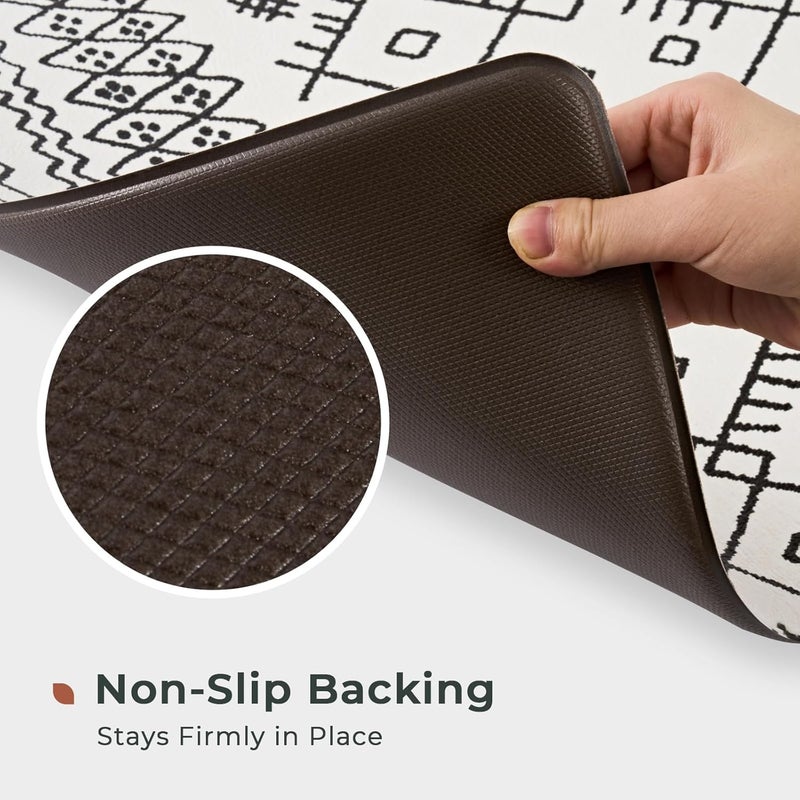 Fresh Mint Anti Fatigue Kitchen Mats for Floor 2 Piece Set, Waterproof & Non-Skid Moroccan Geo Kitchen Rugs, Cushioned Kitchen Mat for Standing Washable Comfort Desk Kitchen Runners, 17x30''+17x47'' - Image 5