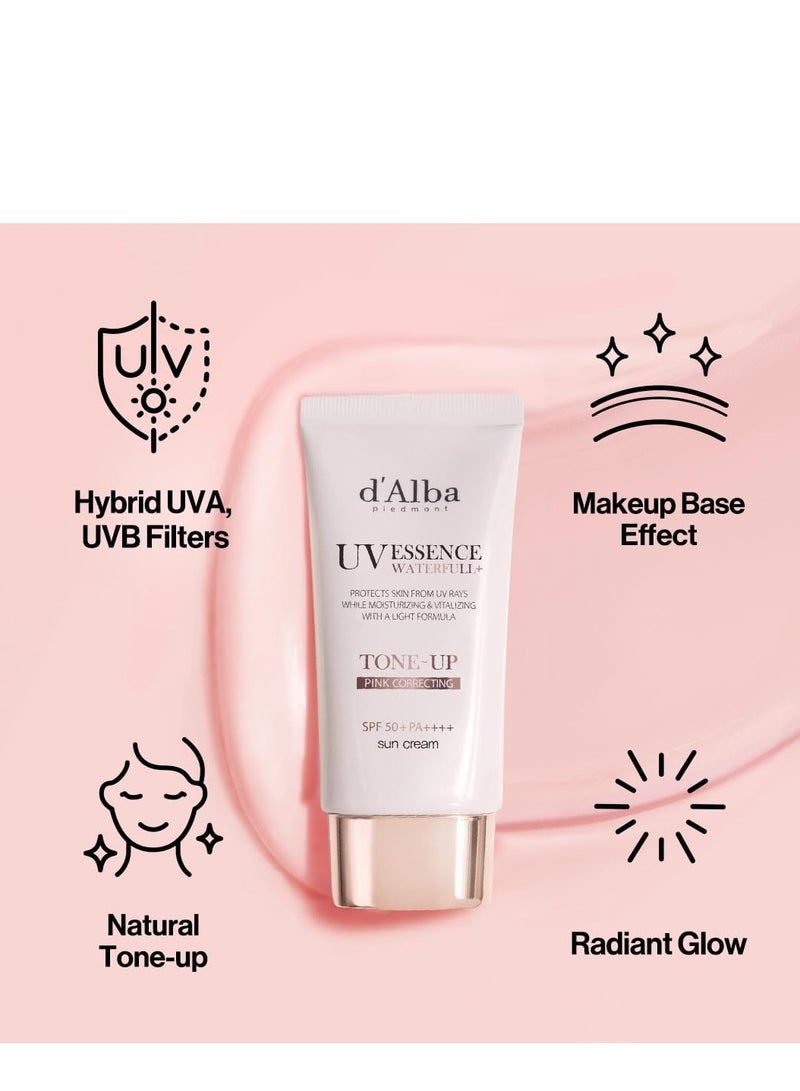 d'alba Piedmont Italian White Truffle Waterfull Tone-up Sunscreen, Vegan Skincare, Tinted Moisturizer with SPF 50+ PA++++, Glowy Sunscreen, Gentle and Safe Use for all Skin Types 50ml - Image 2