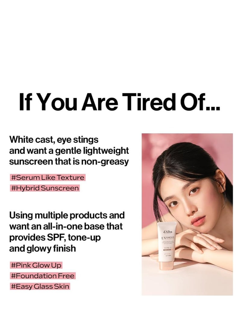 d'alba Piedmont Italian White Truffle Waterfull Tone-up Sunscreen, Vegan Skincare, Tinted Moisturizer with SPF 50+ PA++++, Glowy Sunscreen, Gentle and Safe Use for all Skin Types 50ml - Image 5