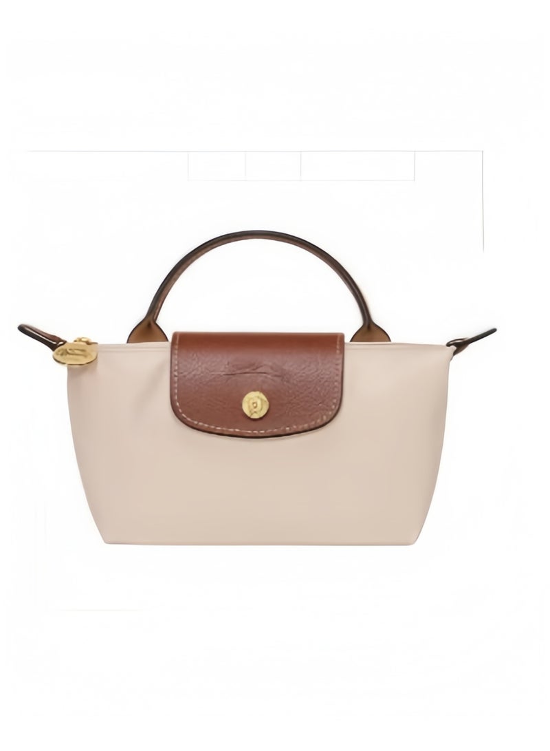 لونج شامب حقيبة اليد الصغيرة للنساء Longchamp، حقائب الجسم المتداخل، حقيبة الكتف حزام الكتف مع مشبك، الورق الأبيض النمط الكلاسيكي - Image 3