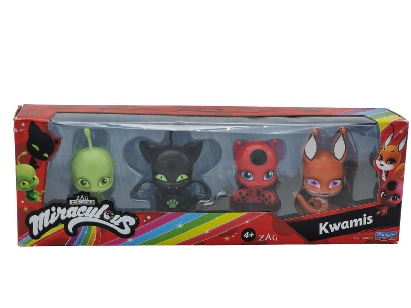 Miraculous BANDAI Miraculous Ladybug and Cat Noir Kwami Surprise 4 Pack | 4 Kwami Figurines Inside | Mystery Kwami Miraculous Toys Collect Them All | Miraculous Kwami Figures with Jewels for Play and Display - Image 1