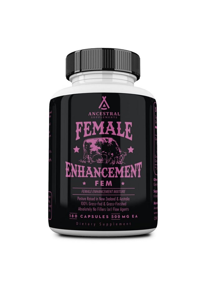Ancestral Supplements Ancestral Supplements Grass Fed FEM Liver Supplement for Women with Collagen, CoQ10, Vitamin B12, Joint Support Bone Marrow Capsules for Energy, Immunity, Pasture Raised, NonGMO, 500mg Each, 180 Count  - Image 1