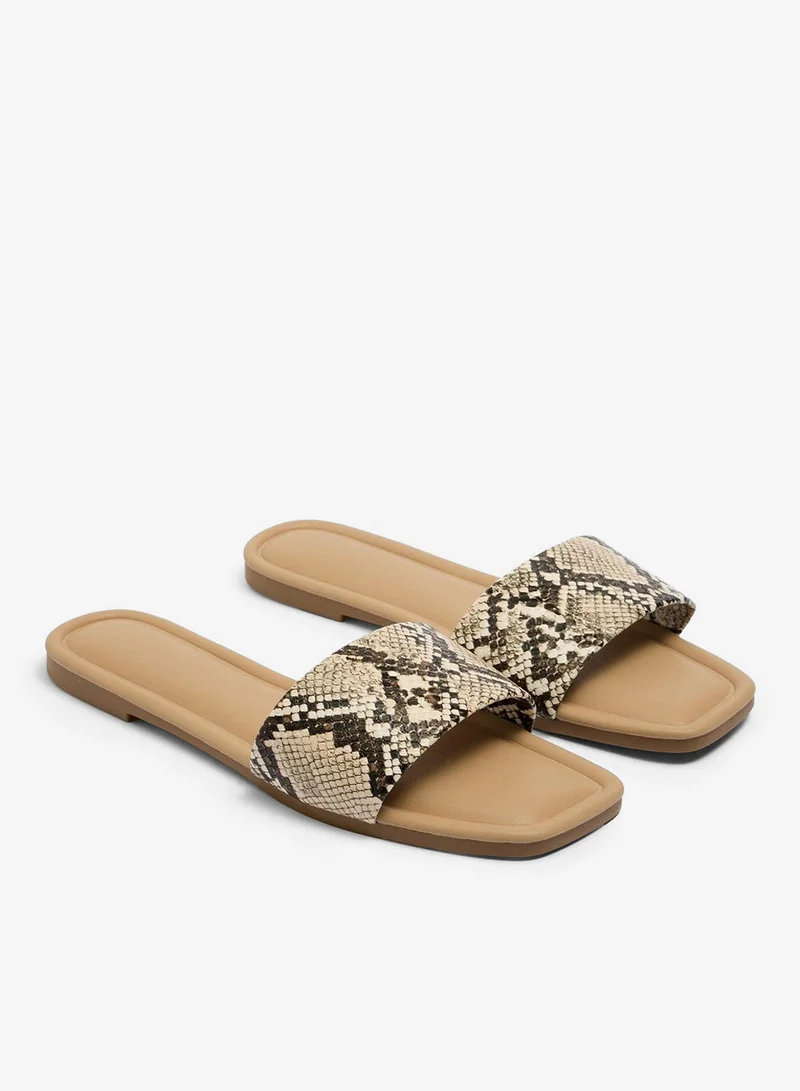 Matalan Neutral Snake Print Mule Sandals