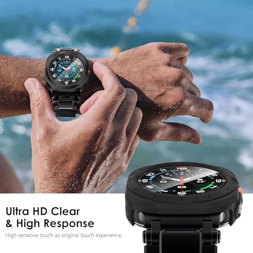 OpenTech Hard Silicone Protection Case Cover with Attached Screen Protector Compatible for Samsung Galaxy Smart Watch Ultra (47 mm) Full Coverage (Black) - Image 5
