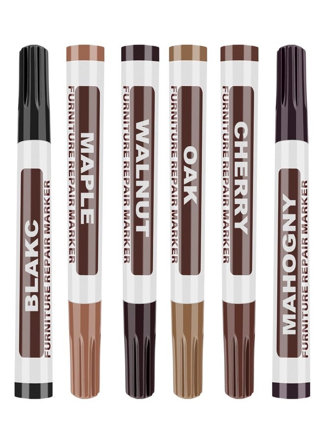 SCNK Wood Touch Up Markers 6 Colors - Professional Furniture Markers Touch Up for Floor Repair Kit, Wood Floor Scratch Repair for Stains, Scratches, Desks, Tables,and Wood Floors - Image 1