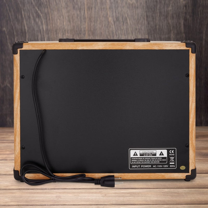 LyxPro 40 Watt Electric Guitar Amplifier | Solid State Studio Amp with 8â€ 4-Ohm Speaker, Custom EQ Controls, Drive, Delay, Â¼â€ Passive/Active/Microphone Inputs, Aux in & Headphone Jack - Natural - Image 4