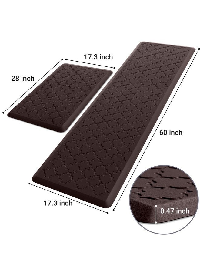 SoftDuo Kitchen Mat [2 PCS] Cushioned Anti-Fatigue Floor Mat, Waterproof Non-Skid Kitchen Mats and Rugs, Ergonomic Comfort Foam Kitchen Rugs, Standing Mat for Floor,Office, Sink(Chocolate,17.3"x28"+17.3"x60") - Image 2