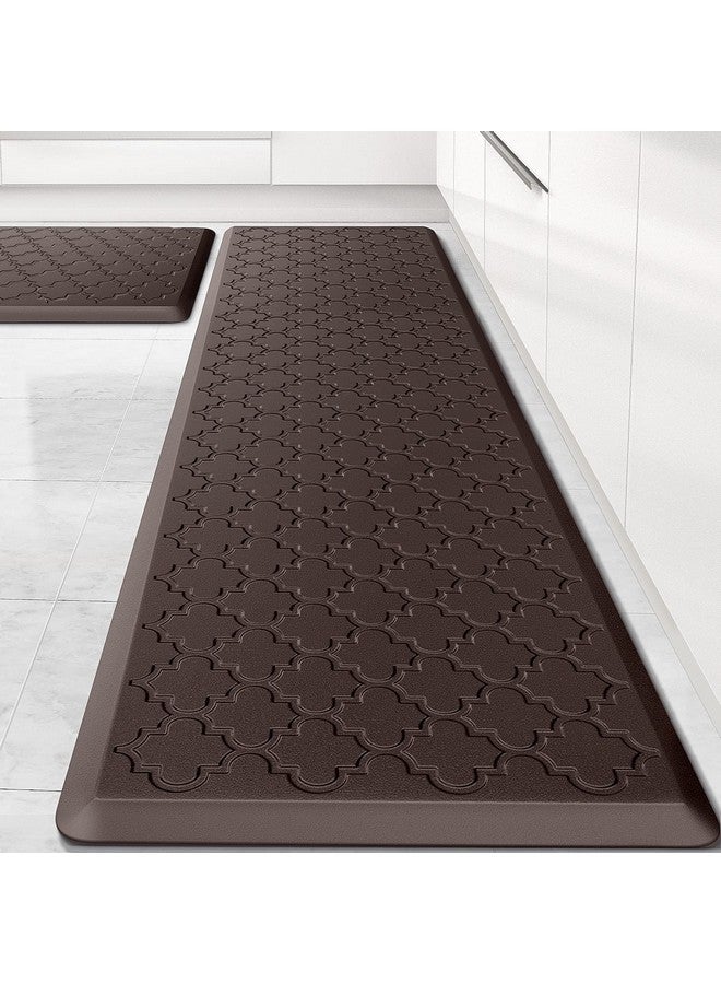 SoftDuo Kitchen Mat [2 PCS] Cushioned Anti-Fatigue Floor Mat, Waterproof Non-Skid Kitchen Mats and Rugs, Ergonomic Comfort Foam Kitchen Rugs, Standing Mat for Floor,Office, Sink(Chocolate,17.3"x28"+17.3"x60") - Image 1