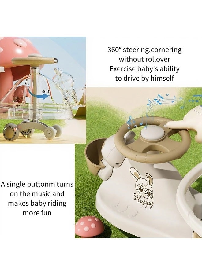 Vixplorn Children's ride-on bikes, children's rocking bikes, children's scooters, with safety handlebars, silent wheels, music and light functions; children's strollers and walkers, with frames/backrests. - Image 4