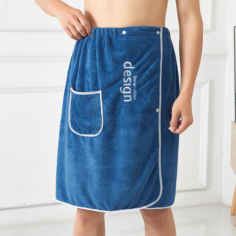 Outdoor Camping Bath Skirt Men'S Coral Fleece Easy Absorbent Wearing And Wrapping Home Bathrobe Adjustable Spin - Image 3