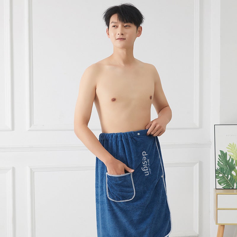 Outdoor Camping Bath Skirt Men'S Coral Fleece Easy Absorbent Wearing And Wrapping Home Bathrobe Adjustable Spin - Image 4