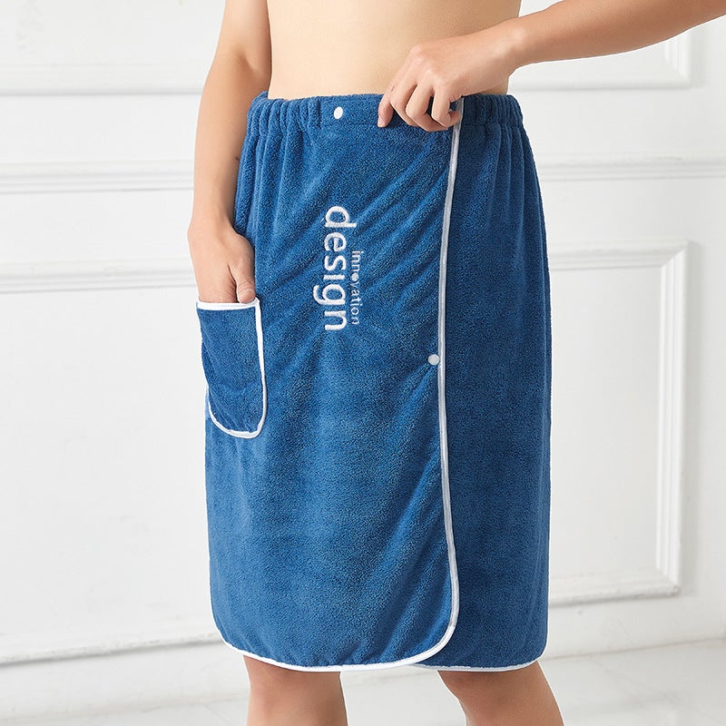 Outdoor Camping Bath Skirt Men'S Coral Fleece Easy Absorbent Wearing And Wrapping Home Bathrobe Adjustable Spin - Image 2