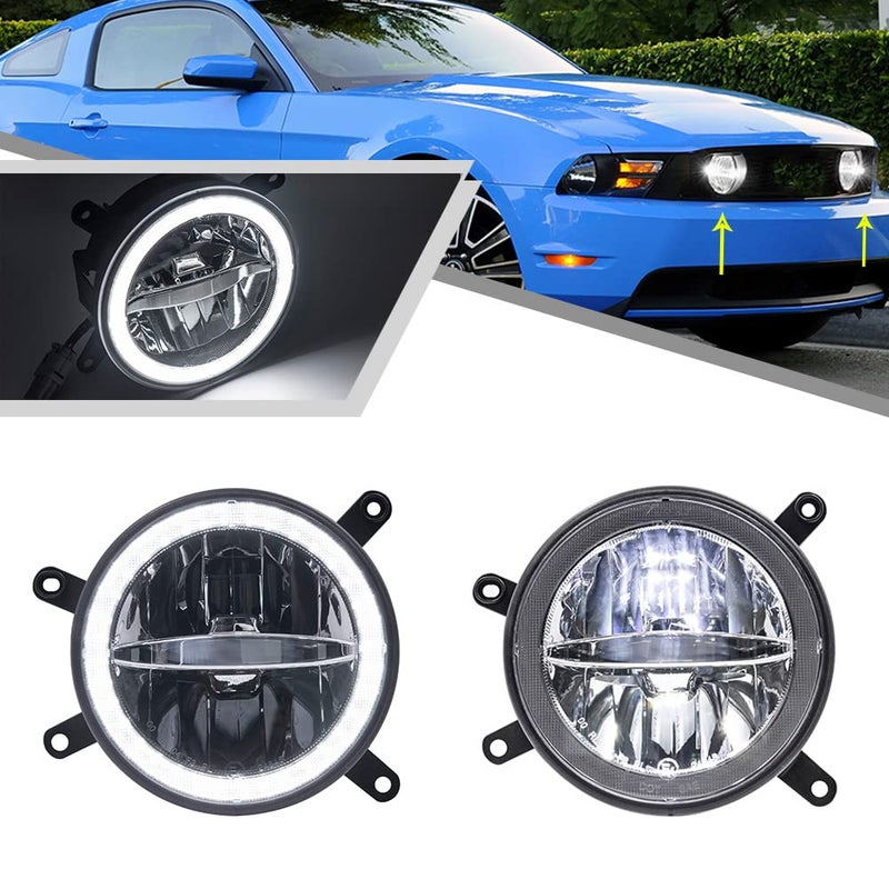 Mingrui test MustangGT LED DRL Driving Fog Lamp Kit With LED Halo Ring Light Compatible With 20052009 Ford Mustang GT Center Hood Grille Halo DRL Driving Lamp 30W High Power