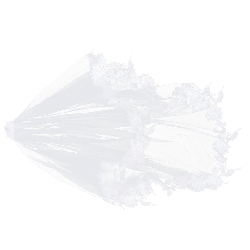 Double Edging Ribbon Fashion Short paragraph Mantilla Wedding Marry Headdress Accessories Bridal Wedding Veil With Comb(Beige) - Image 2