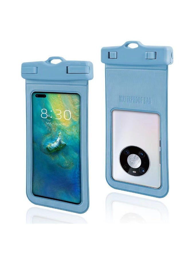 JZS Clear Waterproof Dry Bag, Water Tight Cases Pouch Dry Bags for Camera Mobile Phone Maps, Kayaking Boating Document Holder,for Max 7.2 Inch Phone,Blue - Image 1