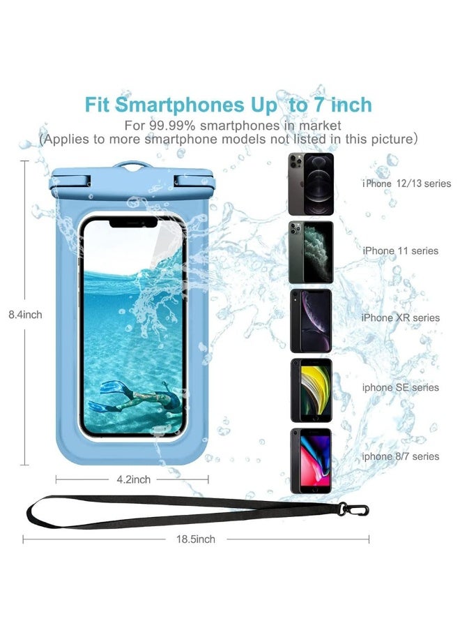JZS Clear Waterproof Dry Bag, Water Tight Cases Pouch Dry Bags for Camera Mobile Phone Maps, Kayaking Boating Document Holder,for Max 7.2 Inch Phone,Blue - Image 2