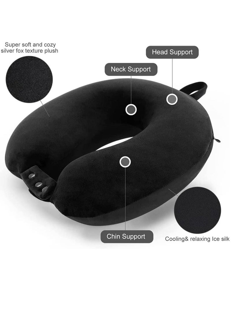 Arabest Travel Pillow, Memory Foam U-Shaped Neck Pillow, Small Portable Head Neck Support Soft Adjustable Airplane Pillow, Soft Rest Pad For Airplanes、 Cars And Homes  - Image 3