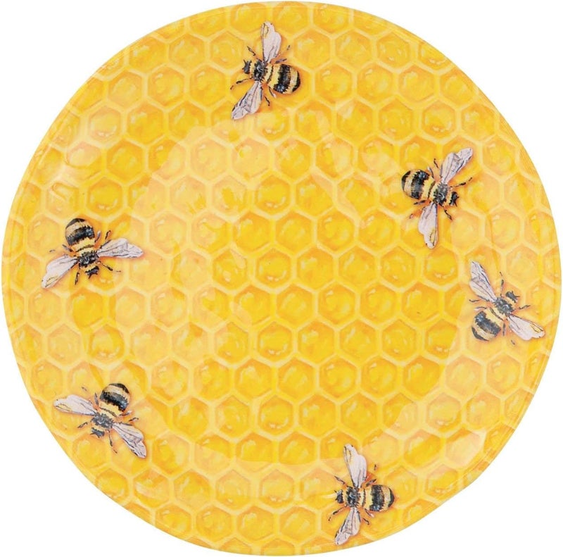 UPware Beehive Melamine Round Dessert Plates Small Serving Plates for Appetizer Snacks and Side Dishes Yellow 6 Inch Set of 4 - Image 2