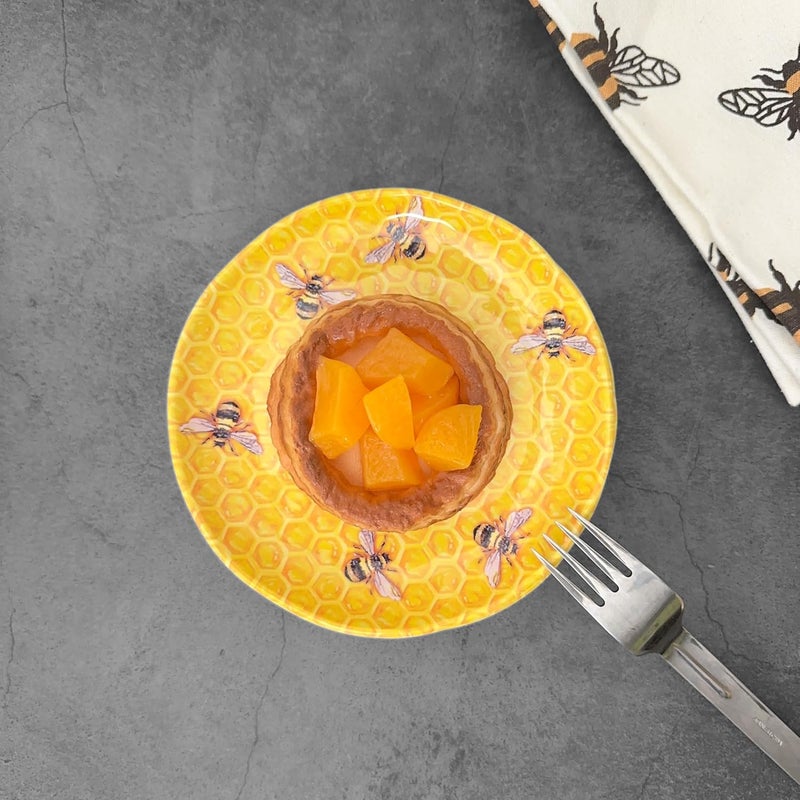 UPware Beehive Melamine Round Dessert Plates Small Serving Plates for Appetizer Snacks and Side Dishes Yellow 6 Inch Set of 4 - Image 3