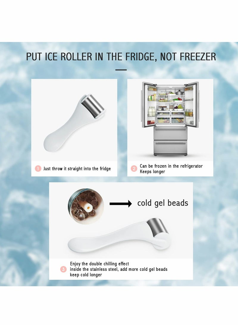 كاست ويف Ice Roller for Face Stainless Steel Handheld Facial Ice Rollers for Women Face Massager Eye Puffiness Headaches Migraine Relief Reduce Wrinkle Skin Care White - Image 5