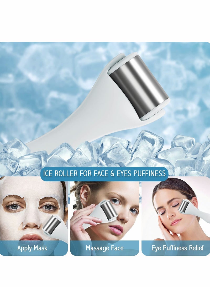 كاست ويف Ice Roller for Face Stainless Steel Handheld Facial Ice Rollers for Women Face Massager Eye Puffiness Headaches Migraine Relief Reduce Wrinkle Skin Care White - Image 3