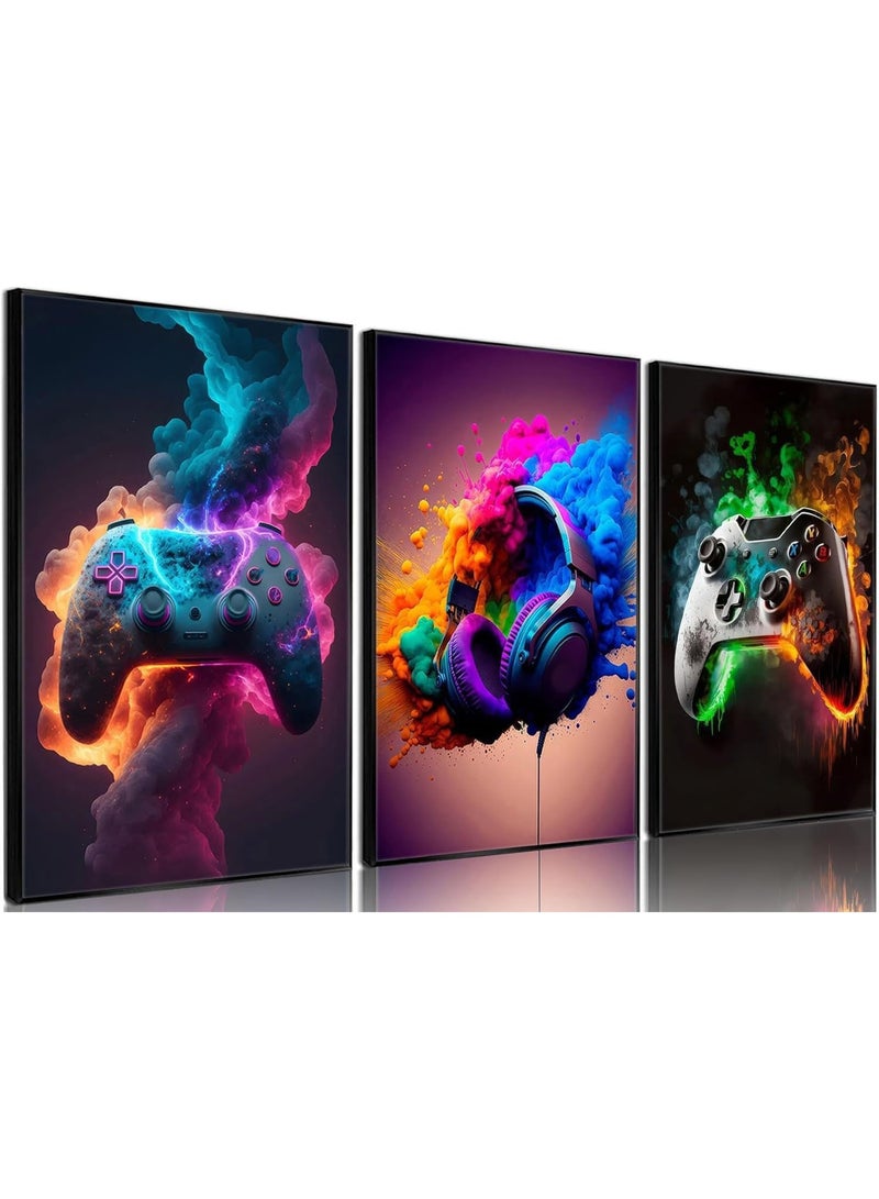 KISSUN Gaming Room Decor Wall Art, Video Theme Canvas Posters for Teen Boys Room, Unframed 16x24in Set of 3 - Image 1