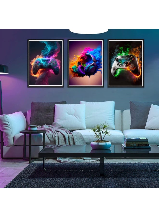 KISSUN Gaming Room Decor Wall Art, Video Theme Canvas Posters for Teen Boys Room, Unframed 16x24in Set of 3 - Image 5