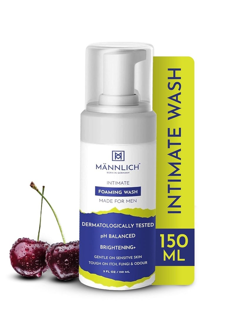 Mannlich Intimate Wash for Men (150 ml) Relieves Itchiness & Odour, Prevents Fungal Growth, Genital Area, pH Balanced & Dermatologically Tested With Tea Tree Oil, Neem, Eucalyptus Oil, 1% Salicylic & Lactic Acid - Image 1
