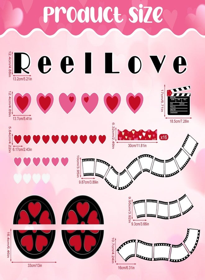 Epakh Valentine's Day Bulletin Board Set Romantic Heart Classroom Decorations Valentines Theme Paper Cutouts for Sweet Day Birthday Wedding Anniversary Party Decor(Reel Love) - Image 2
