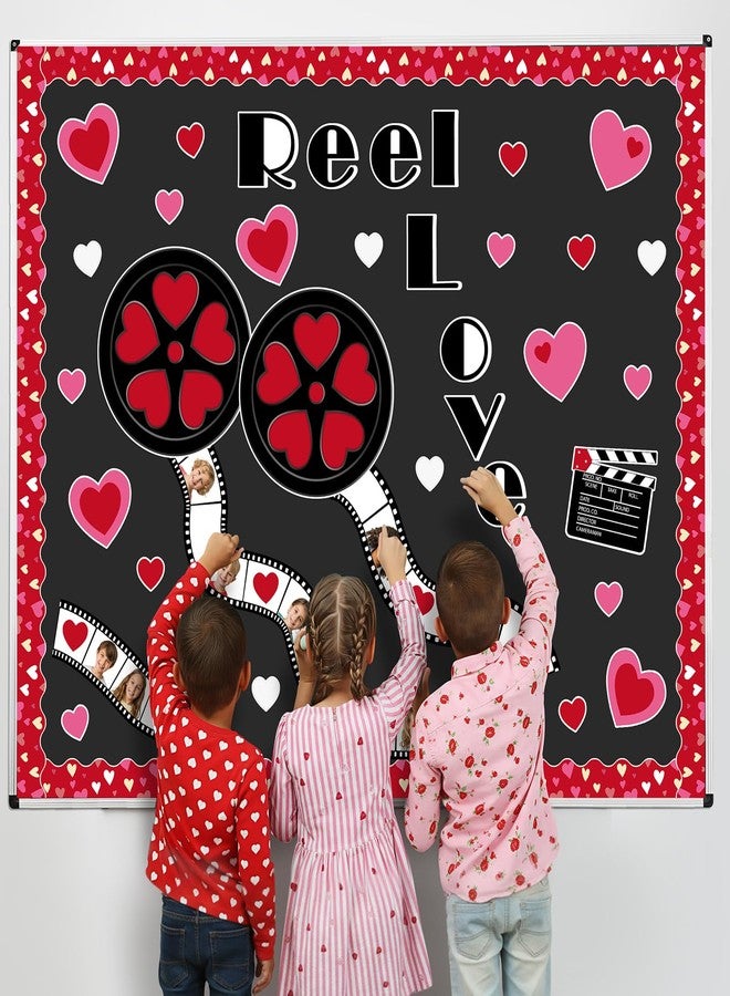 Epakh Valentine's Day Bulletin Board Set Romantic Heart Classroom Decorations Valentines Theme Paper Cutouts for Sweet Day Birthday Wedding Anniversary Party Decor(Reel Love) - Image 5