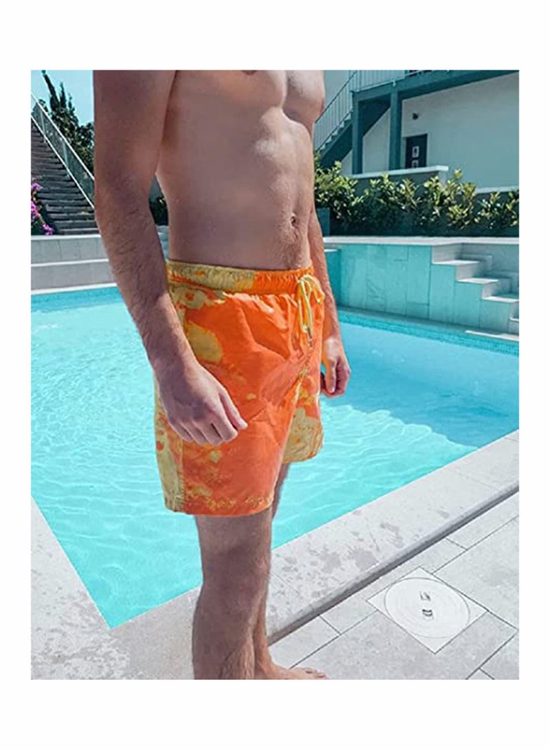 Swim Trunks, Men’s Color Changing shorts, Summer Cool Quick Dry Boardshorts with Mesh Lining Above Knee Swimwear Bathing Suits Slim Fit Quick Dry (XXL)