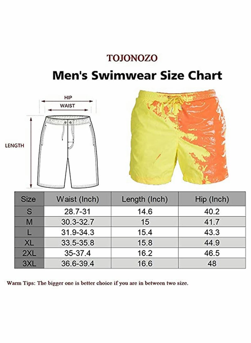 Swim Trunks, Men’s Color Changing shorts, Summer Cool Quick Dry Boardshorts with Mesh Lining Above Knee Swimwear Bathing Suits Slim Fit Quick Dry (XXL)