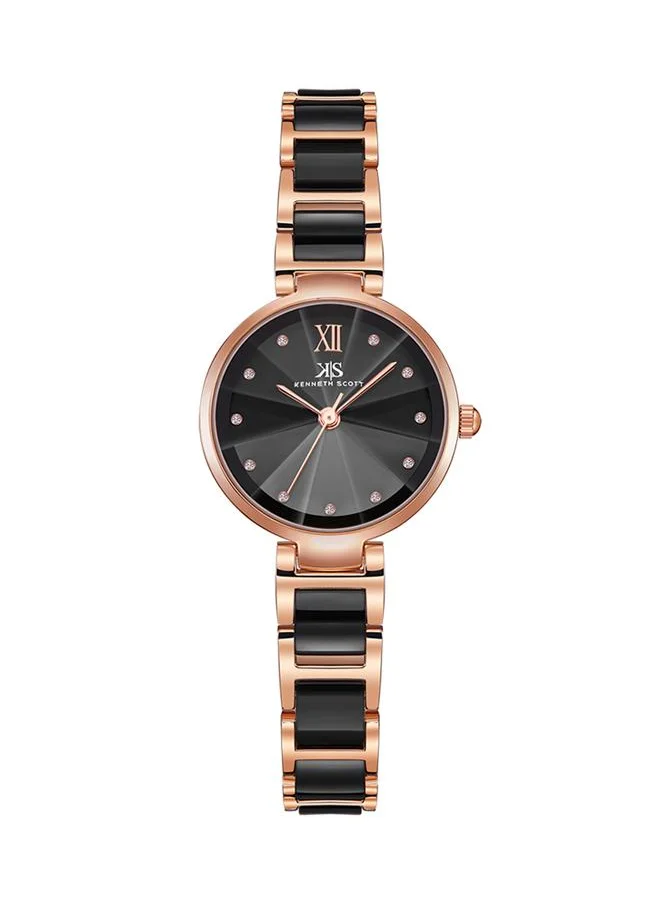 كينيث سكوت Kenneth Scott K22531-KCBB Women's Analog Display Watch & Alloy+Ceramic Strap Black