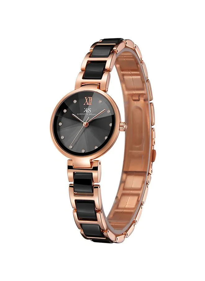 كينيث سكوت Kenneth Scott K22531-KCBB Women's Analog Display Watch & Alloy+Ceramic Strap Black