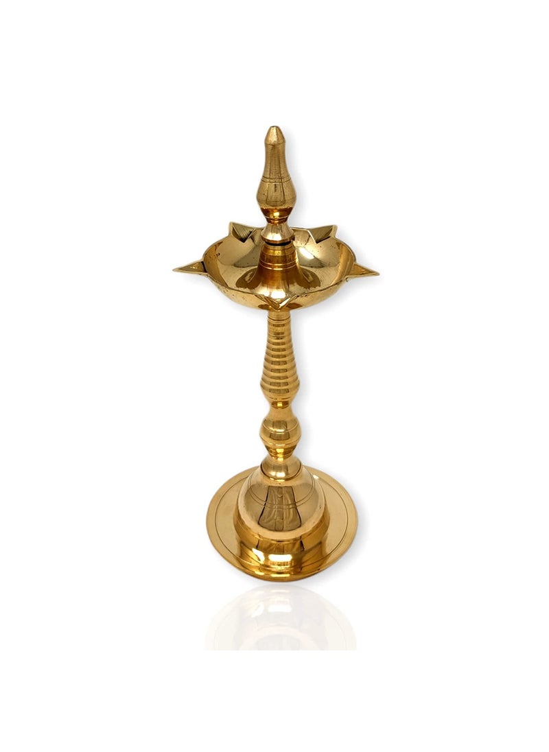 A & S VENTURES AS VENTURES Brass Fancy Kerala Akhand Diya Oil Lamp StandKuthu Vilakku Set of 2 for Puja Home Decoration Items Temple Festival Gifts Indian Puja Articles Decor Size 10 Inch Golden2pc  - Image 4