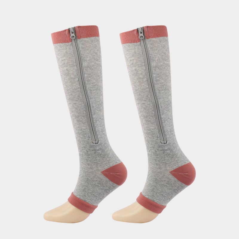 Unisex Sports Pressure Compression Zipper Socks - Image 1