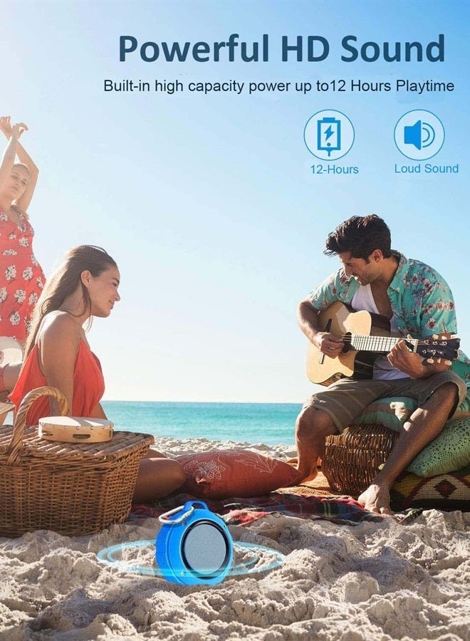 Outdoor Waterproof Bluetooth Speaker, Wireless Portable Mini Shower Travel Speaker with Subwoofer, Enhanced Bass, Built in Mic for Sports, Pool, Beach, Hiking, Camping