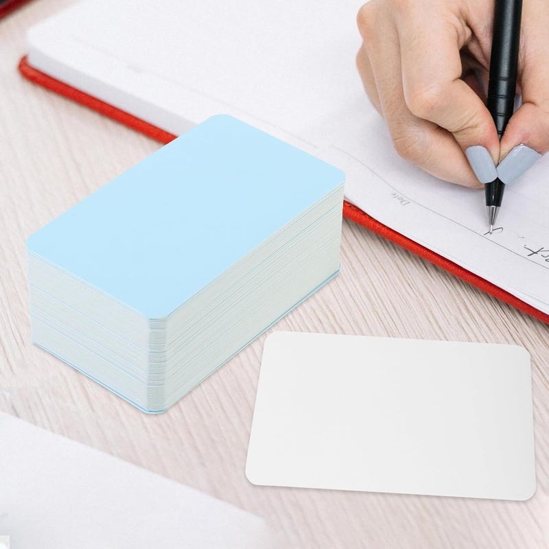 بطاقات فلاش كرافت فارغة من Healifty 200 ورقة بطاقات ملاحظات DIY للدراسة والتعلم والذاكرة مع عبوات بيضاء وزرقاء 100 ورقة للمكتب والمدرسة - Image 3