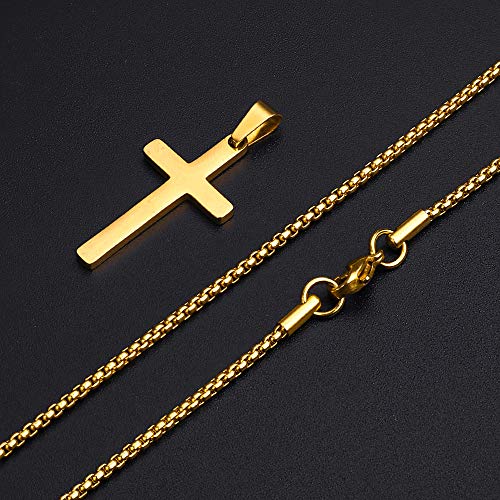 M MOOHAM Gold Cross Necklace for Mens Teen Boy Gifts - Gold Cross Chain Cross Pendant for Men 18 Inch Jewelry for Men - Image 4