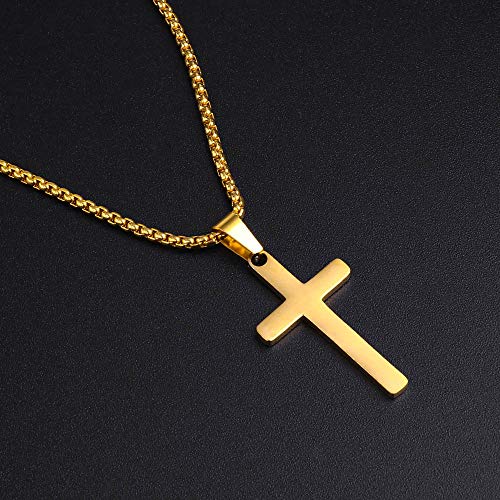 M MOOHAM Gold Cross Necklace for Mens Teen Boy Gifts - Gold Cross Chain Cross Pendant for Men 18 Inch Jewelry for Men - Image 3
