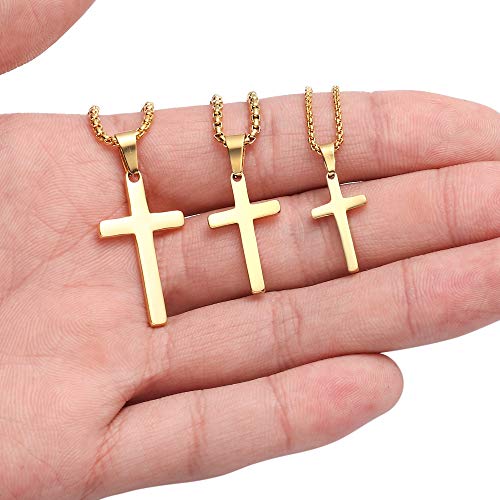 M MOOHAM Gold Cross Necklace for Mens Teen Boy Gifts - Gold Cross Chain Cross Pendant for Men 18 Inch Jewelry for Men - Image 5