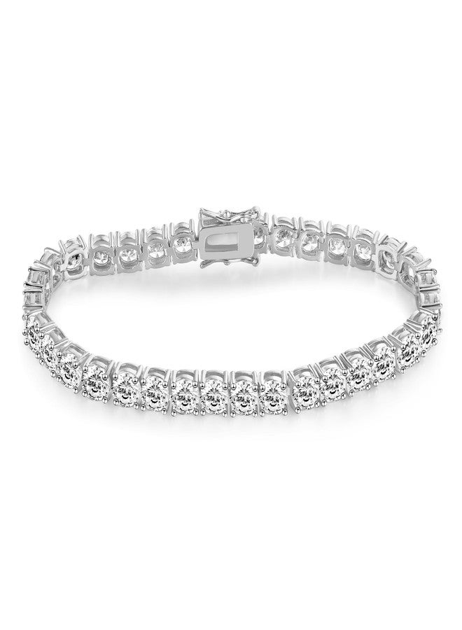 Gemsme 5MM Tennis Bracelet for Women Men, 18K White Gold Plated 5mm Round Cubic Zirconia Classic Tennis Bracelet,7.5 inch - Image 1