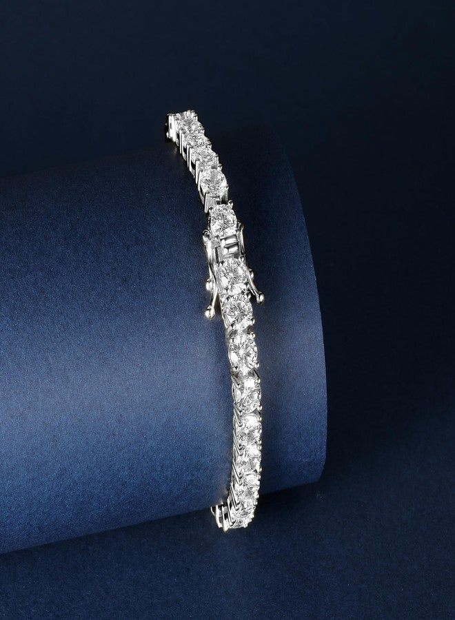 Gemsme 5MM Tennis Bracelet for Women Men, 18K White Gold Plated 5mm Round Cubic Zirconia Classic Tennis Bracelet,7.5 inch - Image 3