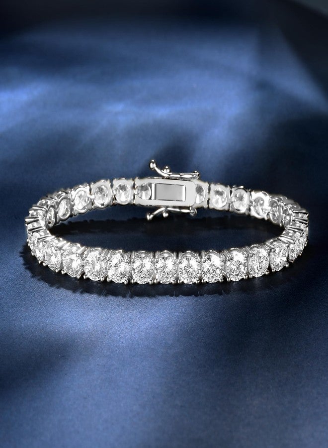 Gemsme 5MM Tennis Bracelet for Women Men, 18K White Gold Plated 5mm Round Cubic Zirconia Classic Tennis Bracelet,7.5 inch - Image 2