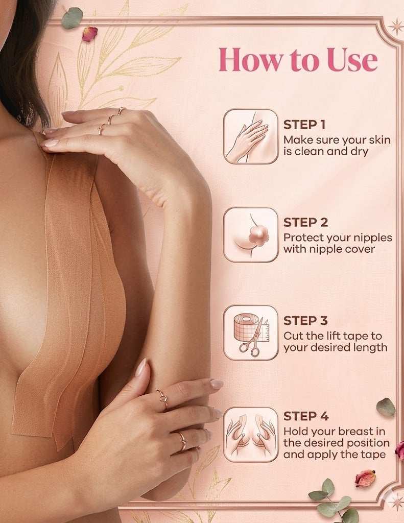 Jomo Store 5M Extra-Long Breast Lift Tape (Pack of 2) – Waterproof, Skin-Friendly, Strapless Adhesive Tape for Backless, Plunge, or Off-Shoulder Outfits - Image 3