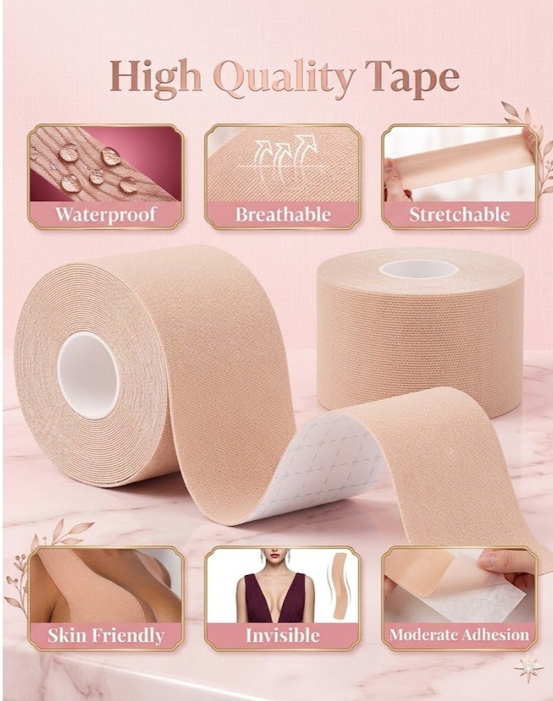 Jomo Store 5M Extra-Long Breast Lift Tape (Pack of 2) – Waterproof, Skin-Friendly, Strapless Adhesive Tape for Backless, Plunge, or Off-Shoulder Outfits - Image 2