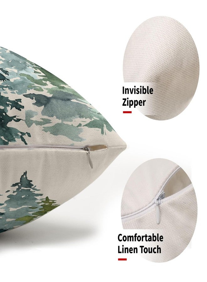 aportt Watercolor Blue Green Tree Lumbar Pillow Covers 12X20 in Set of 2 Nature Themed Christmas Rectangular Pillow Cases Rustic Forest Pillowcase Home Decor for Living Room Couch Patio Sofa Porch Outdoor - Image 2
