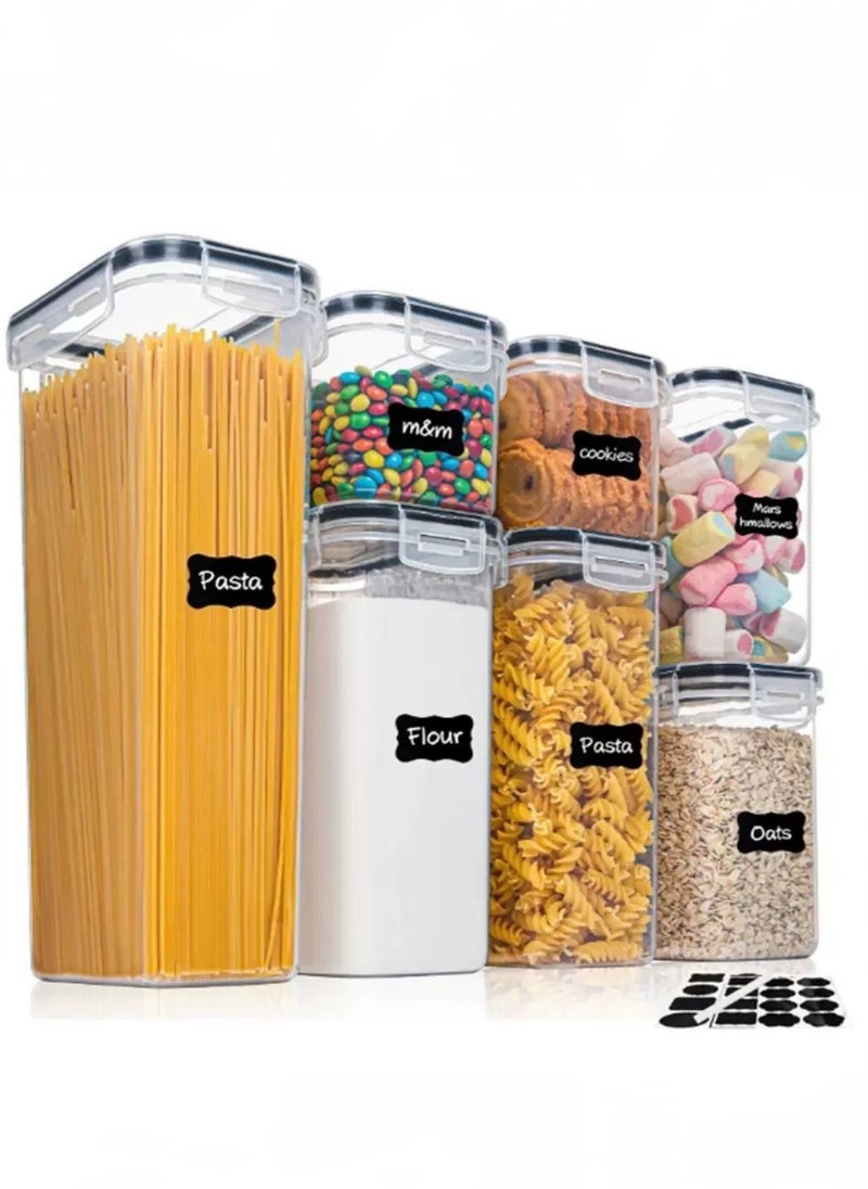 Food Storage Containers, 7-Pack Airtight Storage Container Set, Organiser&Cereal Storage Containers for Kitchen with Lids, Labels, PP Material Wet&Dry Use